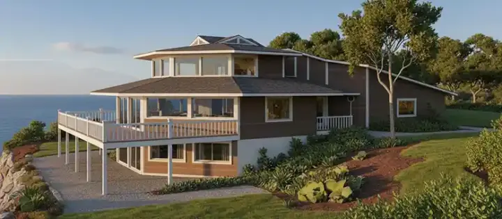 Contemporary house plans 15-673 - front exterior, 1,413 sq ft, 2 bed, 2 bath house plans | Monster House Plans