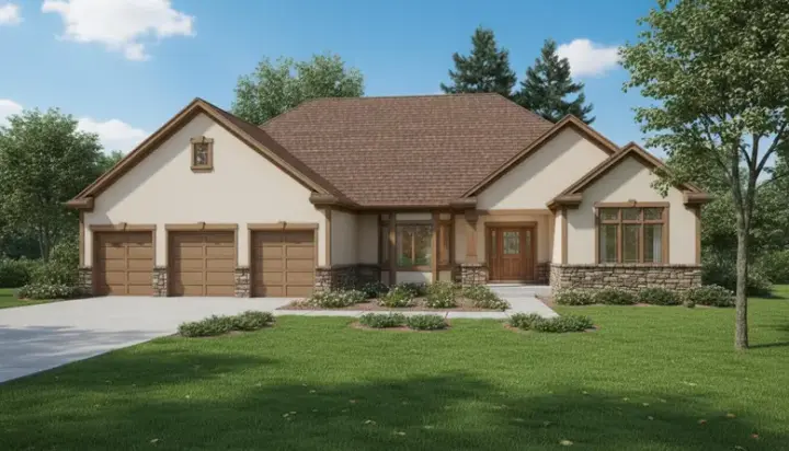 Traditional house plans 15-704 - front exterior, 2,233 sq ft, 4 bed, 2 bath house plans | Monster House Plans
