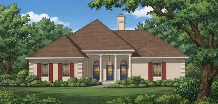 Southern house plans 15-724 - front exterior, 1,655 sq ft, 3 bed, 2 bath house plans | Monster House Plans