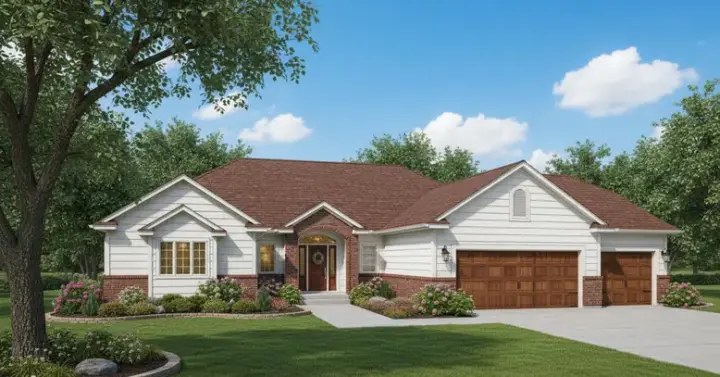Ranch house plans 15-731 - front exterior, 1,869 sq ft, 3 bed, 2 bath house plans | Monster House Plans