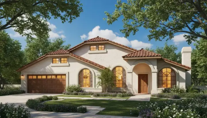 Southwest house plans 15-732 - front exterior, 1,723 sq ft, 4 bed, 2 bath house plans | Monster House Plans