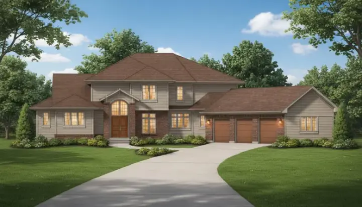 Contemporary house plans 15-738 - front exterior, 3,173 sq ft, 4 bed, 3 bath house plans | Monster House Plans
