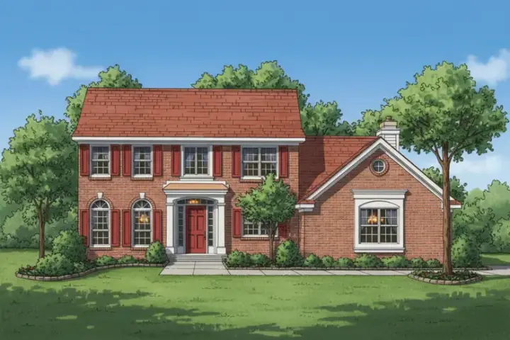 Early American house plans 15-762 - front exterior, 2,345 sq ft, 4 bed, 2 bath house plans | Monster House Plans
