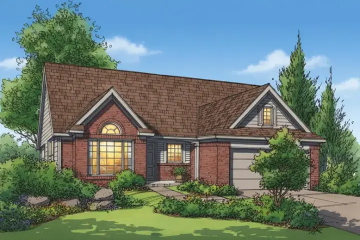 Traditional house plans 15-781 - front exterior, 1,365 sq ft, 3 bed, 2 bath house plans | Monster House Plans