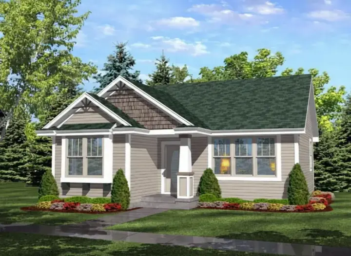 Traditional house plans 15-826 - front exterior, 936 sq ft, 2 bed, 1 bath house plans | Monster House Plans