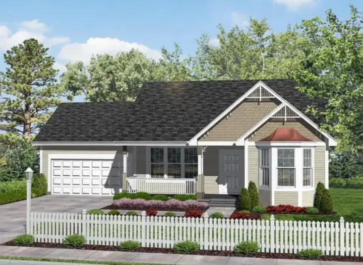 Ranch house plans 15-839 - front exterior, 947 sq ft, 2 bed, 1 bath house plans | Monster House Plans
