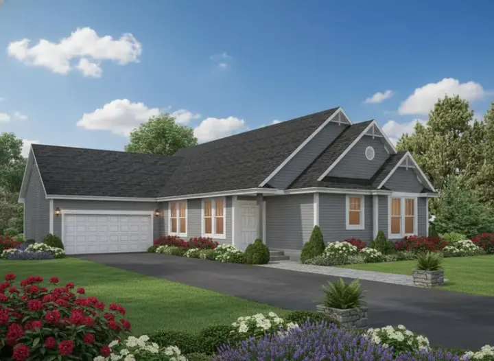 Ranch house plans 15-845 - front exterior, 1,745 sq ft, 2 bed, 2 bath house plans | Monster House Plans