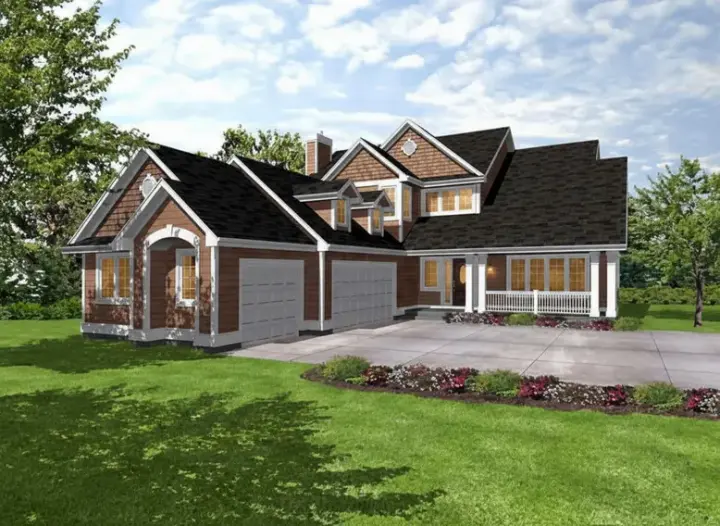 Traditional house plans 15-857 - front exterior, 2,381 sq ft, 4 bed, 2 bath house plans | Monster House Plans