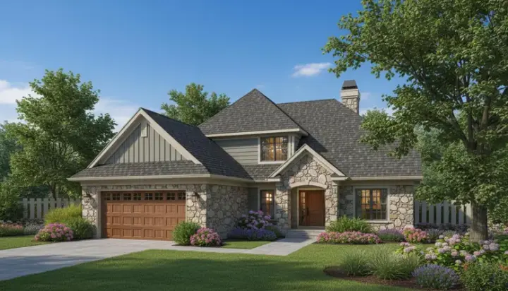 Traditional house plans 15-867 - front exterior, 2,035 sq ft, 4 bed, 3 bath house plans | Monster House Plans