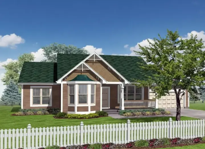 Traditional house plans 15-868 - front exterior, 1,252 sq ft, 3 bed, 2 bath house plans | Monster House Plans