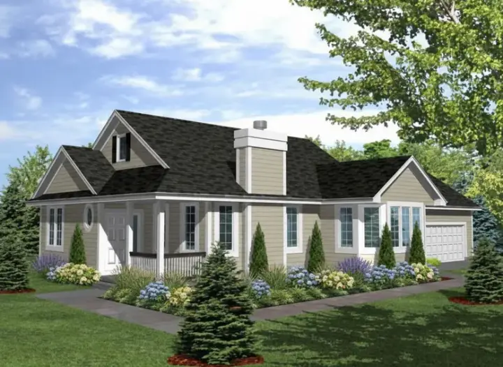 Traditional house plans 15-870 - front exterior, 1,548 sq ft, 2 bed, 2 bath house plans | Monster House Plans