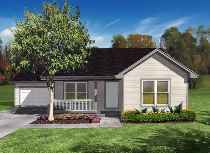 Ranch house plans 15-933 - front exterior, 1,069 sq ft, 3 bed, 1 bath house plans | Monster House Plans