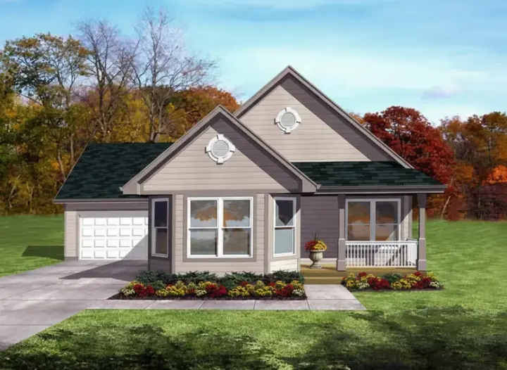 Traditional house plans 15-934 - front exterior, 1,179 sq ft, 3 bed, 1 bath house plans | Monster House Plans