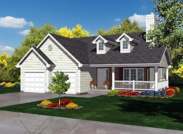 Country house plans 15-956 - front exterior, 1,407 sq ft, 3 bed, 1 bath house plans | Monster House Plans
