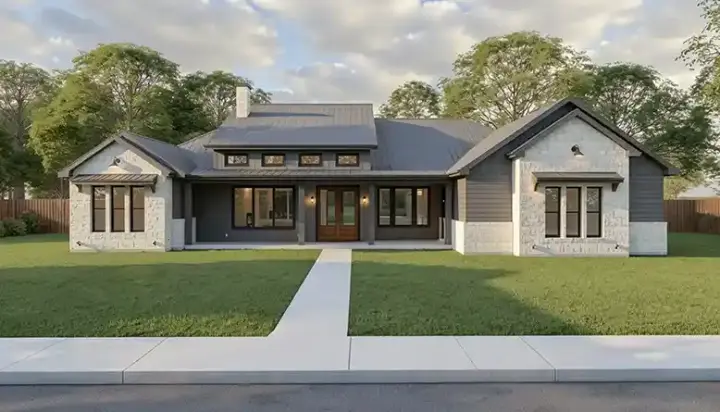 Texas Hill Country house plans 150-101 - front exterior, 2,096 sq ft, 3 bed, 2 bath house plans | Monster House Plans