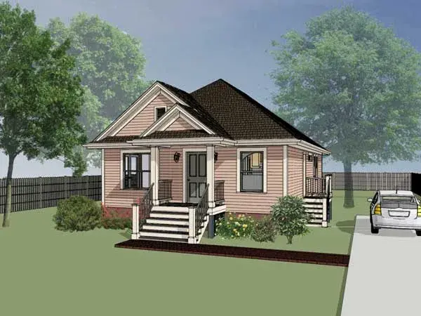 Bungalow house plans 16-114 - front exterior, 1,092 sq ft, 3 bed, 1 bath house plans | Monster House Plans