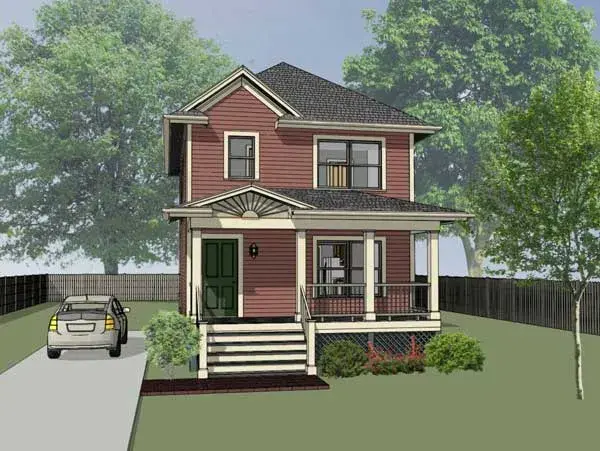 Southern house plans 16-121 - front exterior, 1,087 sq ft, 3 bed, 2 bath house plans | Monster House Plans