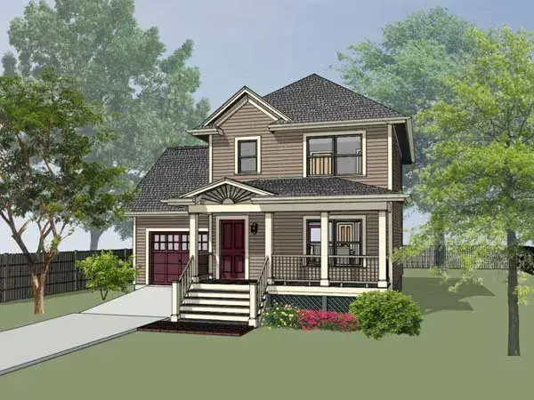 Country house plans 16-123 - front exterior, 1,087 sq ft, 3 bed, 2 bath house plans | Monster House Plans