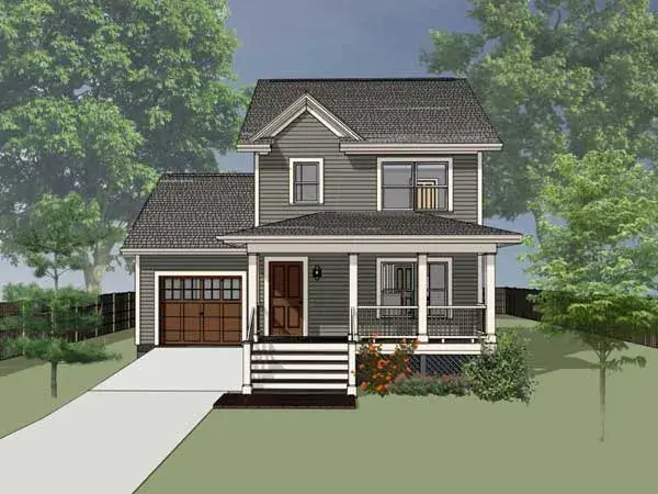 Country house plans 16-124 - front exterior, 1,087 sq ft, 3 bed, 2 bath house plans | Monster House Plans