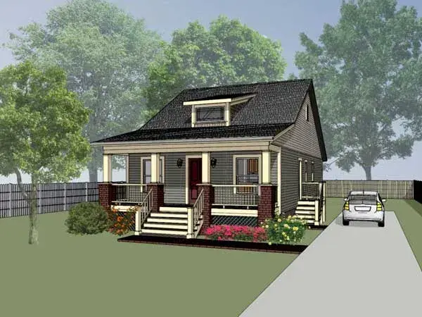 Craftsman house plans 16-127 - front exterior, 1,056 sq ft, 3 bed, 1 bath house plans | Monster House Plans