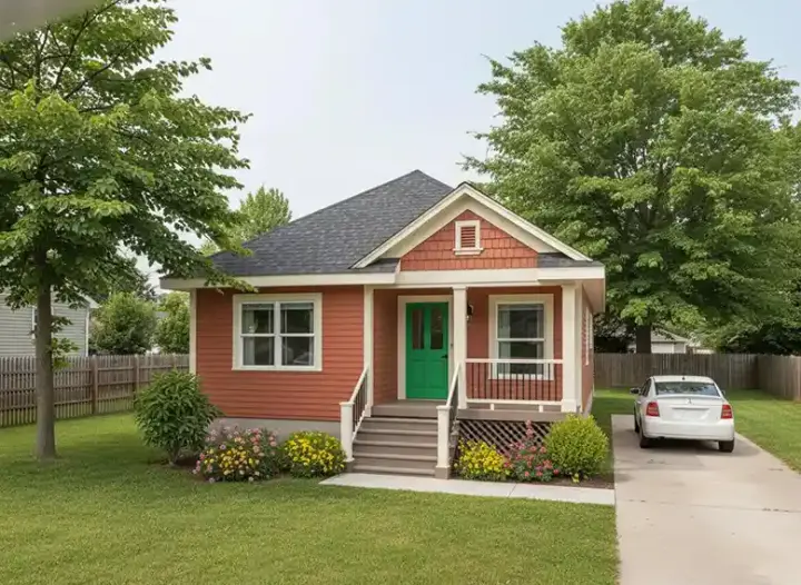 Cottage house plans 16-128 - front exterior, 1,080 sq ft, 3 bed, 1 bath house plans | Monster House Plans