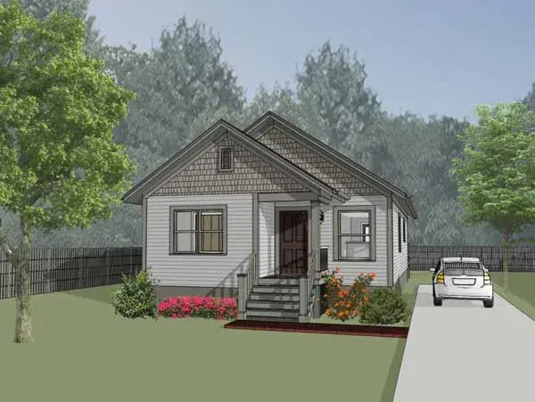 Traditional house plans 16-129 - front exterior, 1,080 sq ft, 3 bed, 1 bath house plans | Monster House Plans