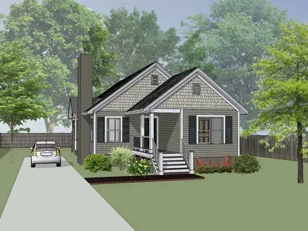 Traditional house plans 16-134 - front exterior, 1,152 sq ft, 3 bed, 1 bath house plans | Monster House Plans
