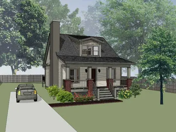 Bungalow house plans 16-140 - front exterior, 1,213 sq ft, 3 bed, 1 bath house plans | Monster House Plans