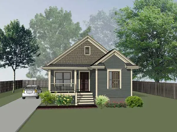 Traditional house plans 16-143 - front exterior, 1,117 sq ft, 4 bed, 1 bath house plans | Monster House Plans