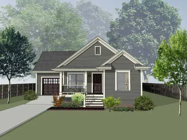 Traditional house plans 16-149 - front exterior, 1,117 sq ft, 4 bed, 1 bath house plans | Monster House Plans