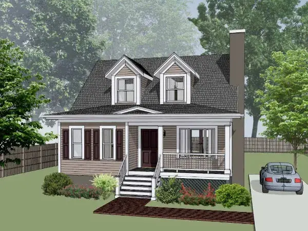Southern house plans 16-156 - front exterior, 1,298 sq ft, 3 bed, 1 bath house plans | Monster House Plans