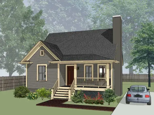Traditional house plans 16-157 - front exterior, 1,298 sq ft, 3 bed, 1 bath house plans | Monster House Plans