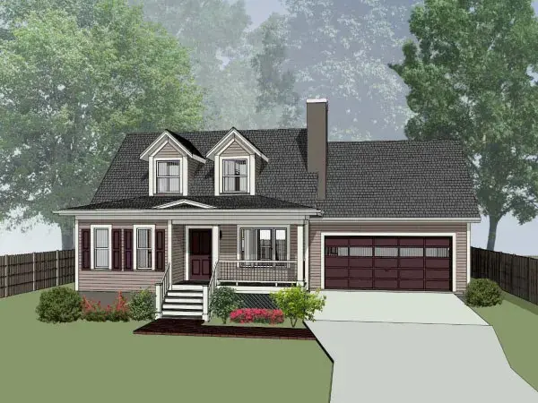 Southern house plans 16-159 - front exterior, 1,289 sq ft, 3 bed, 1 bath house plans | Monster House Plans