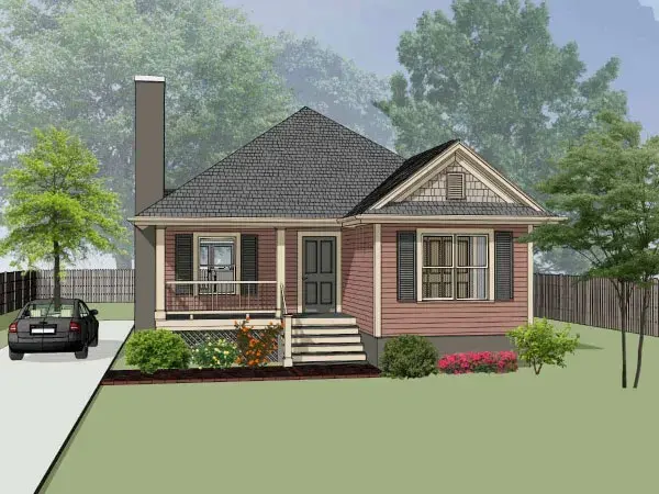 Country house plans 16-162 - front exterior, 1,214 sq ft, 3 bed, 1 bath house plans | Monster House Plans