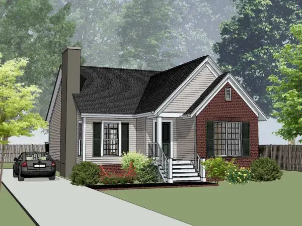 Traditional house plans 16-163 - front exterior, 1,214 sq ft, 3 bed, 1 bath house plans | Monster House Plans