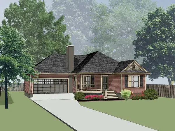 Traditional house plans 16-167 - front exterior, 1,214 sq ft, 3 bed, 1 bath house plans | Monster House Plans