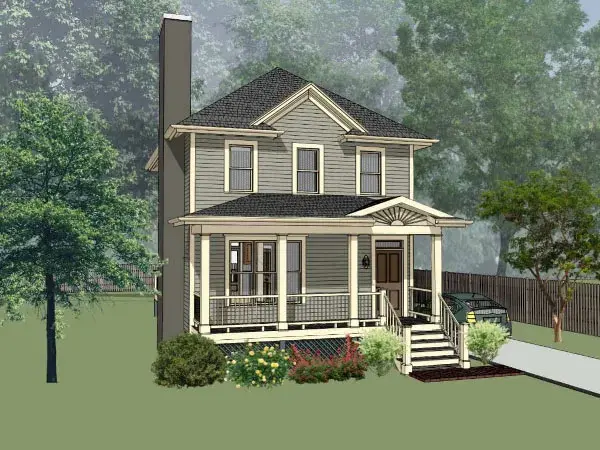 Southern house plans 16-174 - front exterior, 1,280 sq ft, 3 bed, 2 bath house plans | Monster House Plans
