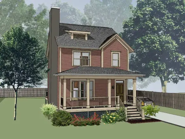 Southern house plans 16-175 - front exterior, 1,280 sq ft, 3 bed, 2 bath house plans | Monster House Plans