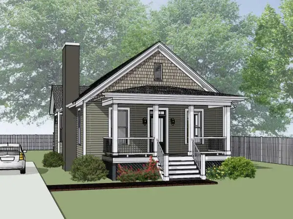 Bungalow house plans 16-176 - front exterior, 1,268 sq ft, 2 bed, 1 bath house plans | Monster House Plans