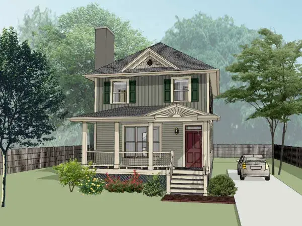 Southern house plans 16-199 - front exterior, 1,435 sq ft, 3 bed, 2 bath house plans | Monster House Plans