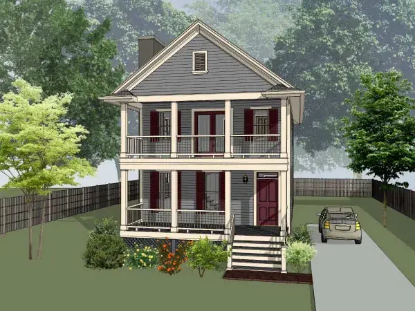 Southern house plans 16-202 - front exterior, 1,435 sq ft, 3 bed, 2 bath house plans | Monster House Plans
