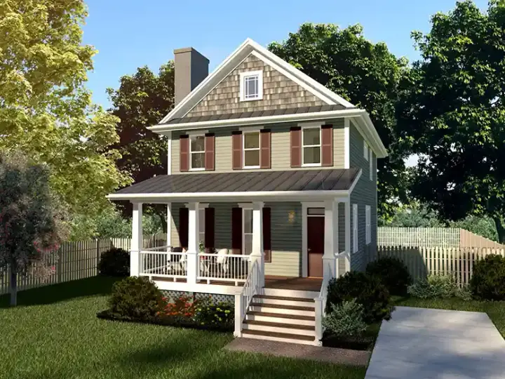 Cottage house plans 16-204 - front exterior, 1,435 sq ft, 3 bed, 2 bath house plans | Monster House Plans