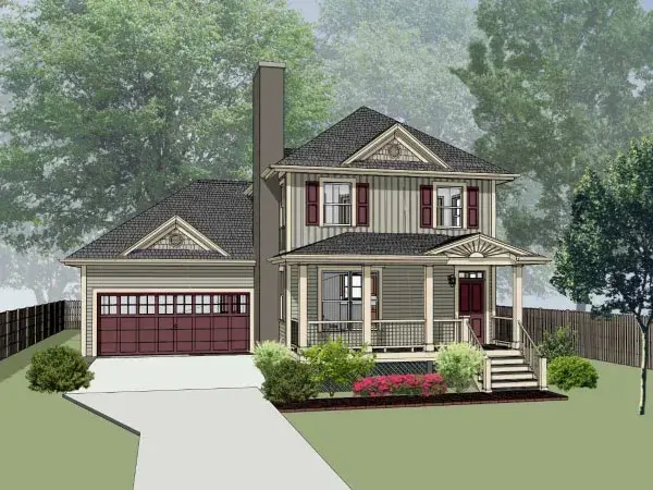 Southern house plans 16-205 - front exterior, 1,435 sq ft, 3 bed, 2 bath house plans | Monster House Plans