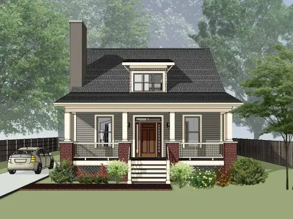 Bungalow house plans 16-209 - front exterior, 1,495 sq ft, 4 bed, 2 bath house plans | Monster House Plans