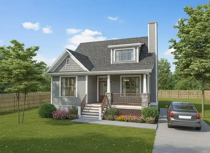 Bungalow house plans 16-213 - front exterior, 1,488 sq ft, 3 bed, 2 bath house plans | Monster House Plans
