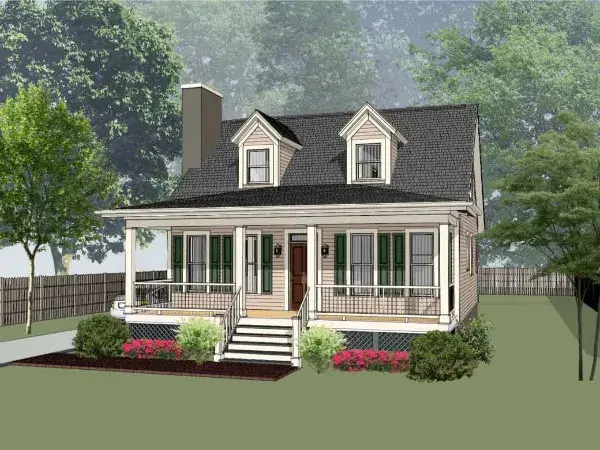 Country house plans 16-224 - front exterior, 1,520 sq ft, 3 bed, 1 bath house plans | Monster House Plans