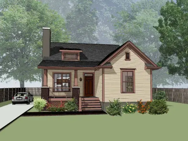 Bungalow house plans 16-226 - front exterior, 1,532 sq ft, 3 bed, 1 bath house plans | Monster House Plans