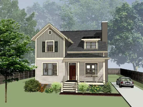 Country house plans 16-227 - front exterior, 1,525 sq ft, 4 bed, 2 bath house plans | Monster House Plans