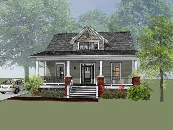 Bungalow house plans 16-236 - front exterior, 1,610 sq ft, 3 bed, 2 bath house plans | Monster House Plans