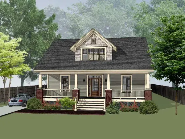 Craftsman house plans 16-260 - front exterior, 1,971 sq ft, 3 bed, 1 bath house plans | Monster House Plans